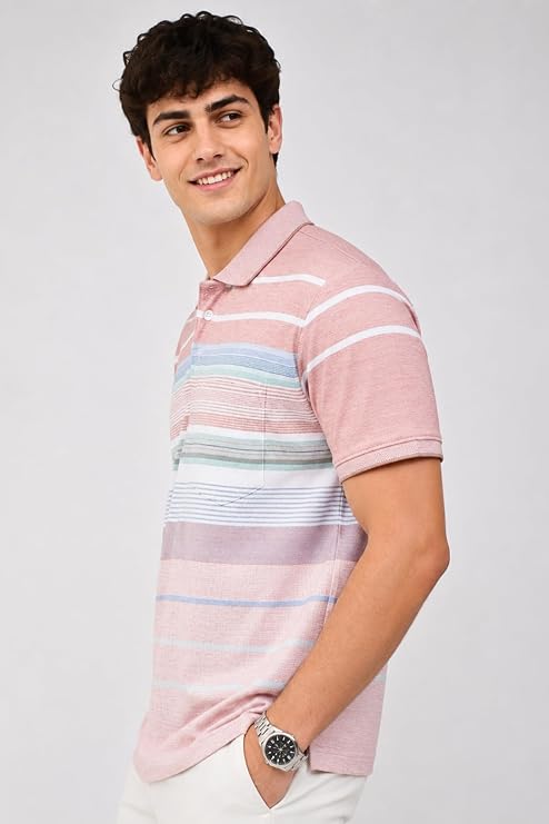 ZYRAA HYPE Polo T-Shirt for Men with Pocket || Striped Polo for Men