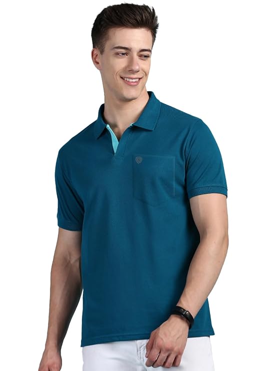 ZYRAA HYPE Men's Half Sleeve Soild Casual Regular Fit T-Shirt with Chest Pocket | Polo Tshirt for Men