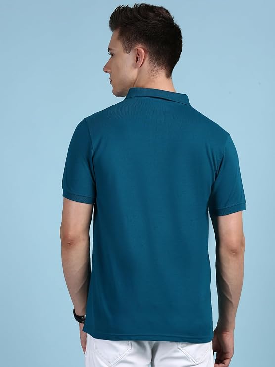 ZYRAA HYPE Men's Half Sleeve Soild Casual Regular Fit T-Shirt with Chest Pocket | Polo Tshirt for Men