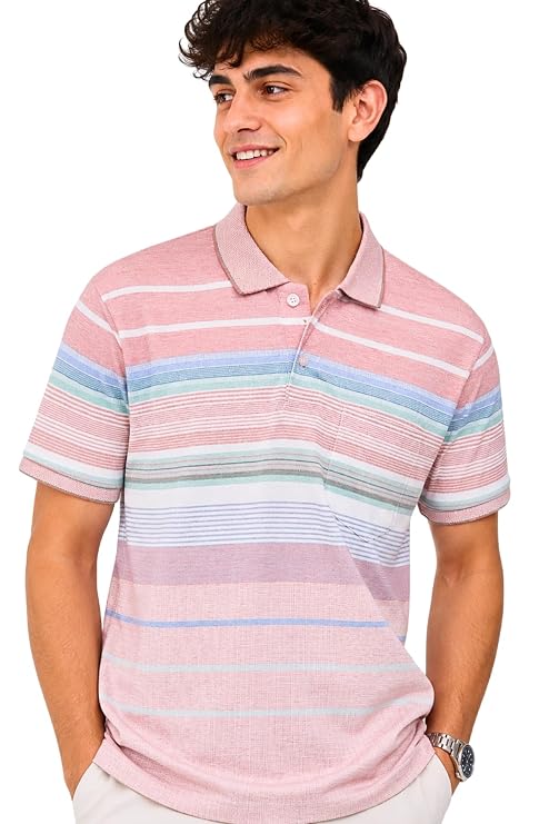 ZYRAA HYPE Polo T-Shirt for Men with Pocket || Striped Polo for Men