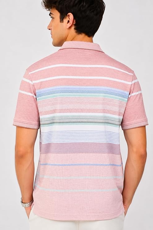 ZYRAA HYPE Polo T-Shirt for Men with Pocket || Striped Polo for Men