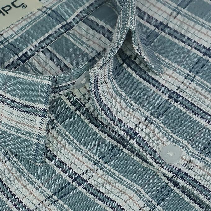 ZYRAA HYPE  Cotton Checkered Half Sleeves Regular Fit Formal Shirt for Men