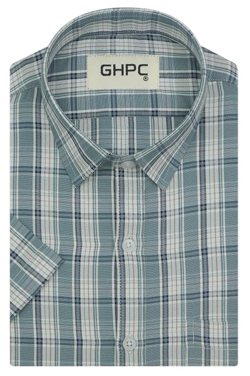 ZYRAA HYPE  Cotton Checkered Half Sleeves Regular Fit Formal Shirt for Men