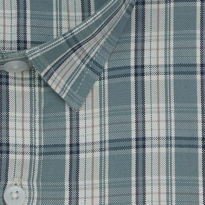 ZYRAA HYPE  Cotton Checkered Half Sleeves Regular Fit Formal Shirt for Men